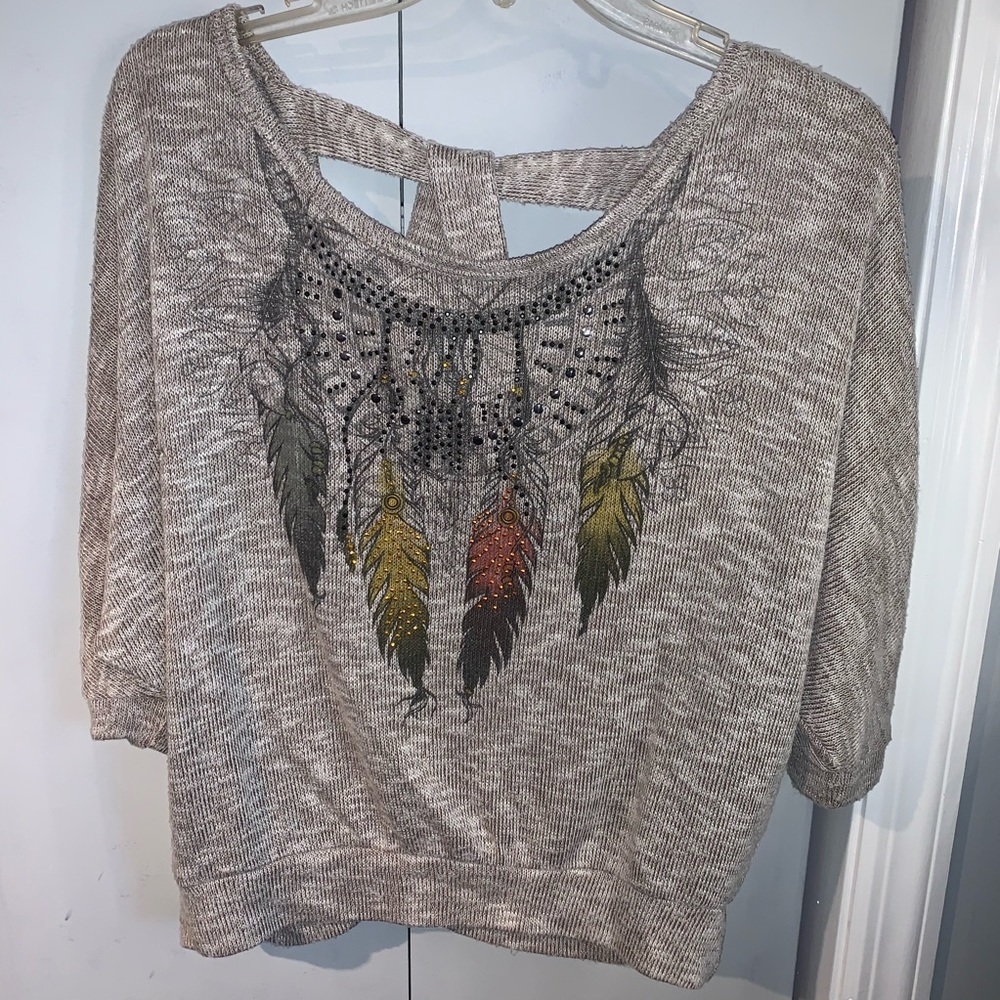 Feather Boho Dreamcatcher Open Back Shirt
